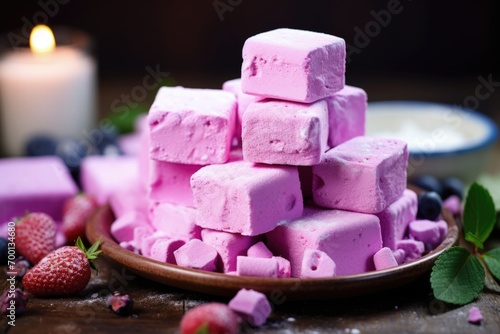 A plate of pink marshmallows