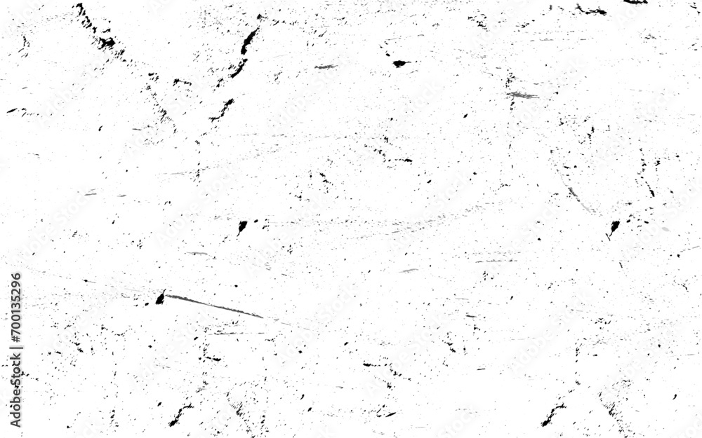 Grunge overlay layer. Abstract black and white vector background. Monochrome vintage surface with dirty pattern in cracks, spots, dots. Old wall in dark horror style design