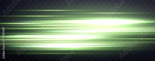Speed rays, velocity light neon flow, zoom in motion effect, green glow speed lines, colorful light trails, stripes. Abstract background, vector illustration. photo