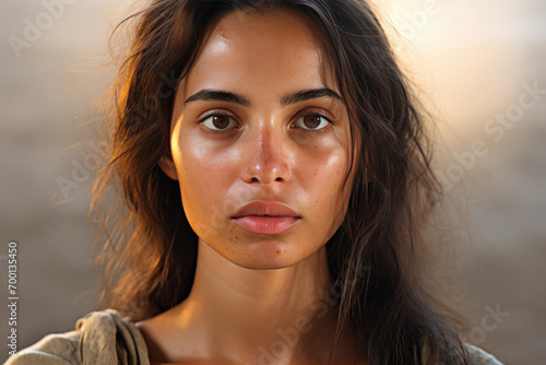 young indian woman with oily face photo