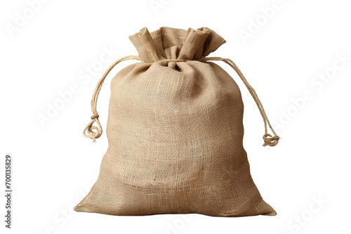Sack bag with raw semolina on table isolated on a Transparent background. Generative AI