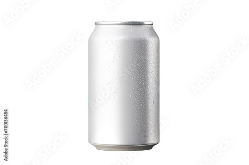 Aluminium drink can 250ml with water drops mockup template isolated on a Transparent background. Generative AI photo