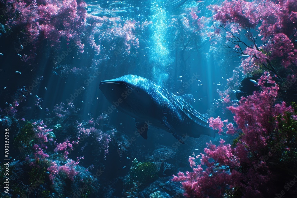 imaginary scene with Whale in ocean, generated with AI imaginary scene with Whale in ocean, generated with AI