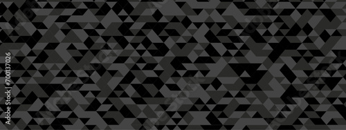 Seamless geometric pattern square shapes low polygon backdrop background. Abstract geometric wall tile and metal cube background triangle wallpaper. Gray and black polygonal background. 
