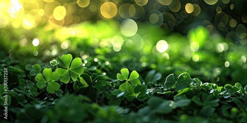 Saint Patrick's day banner, clovers, generated with AI