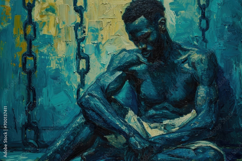 Slavery oil painting, historical memory, generated with AI