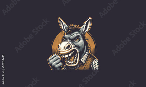 head donkey angry with lightning vector mascot design