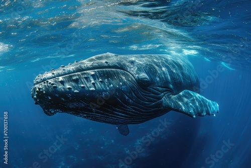 Underwater Whale, wildlife photography,  generated with AI