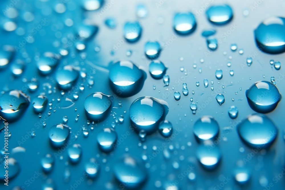Natures rhythm raindrops perform on a serene blue background