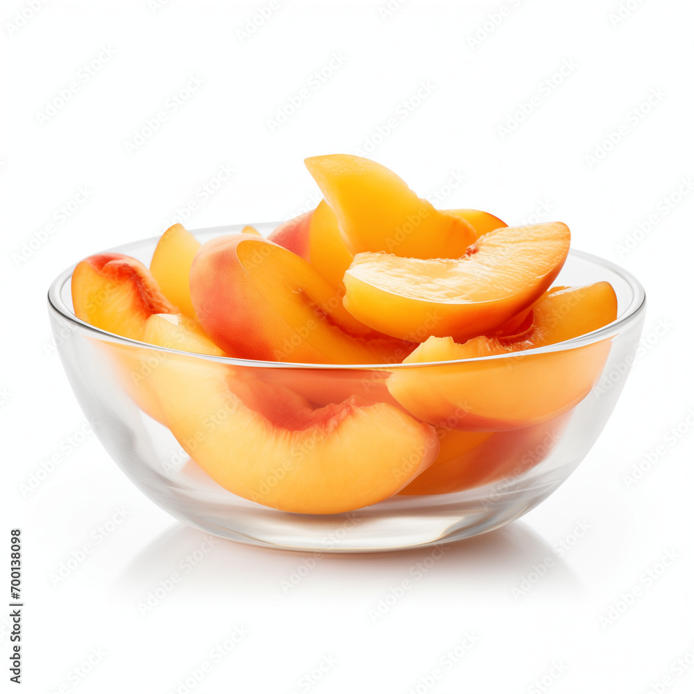 Bowl of fresh slices of peach