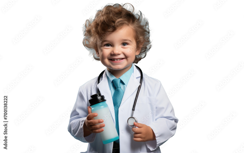 Playful Doctor in Toyland On Isolated Background Playful Doctor in Toyland On Isolated Background