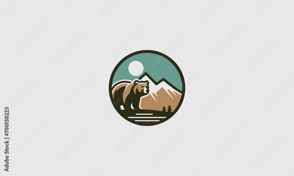 bear on mountain vector logo flat design bear on mountain vector logo flat design