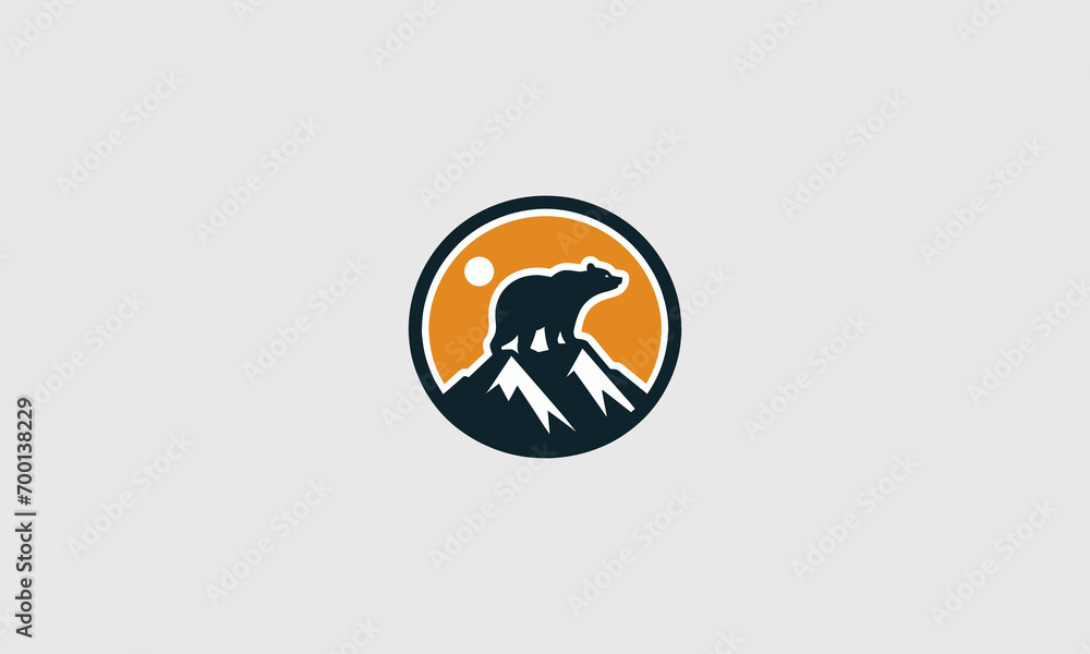 bear on mountain vector logo flat design bear on mountain vector logo flat design