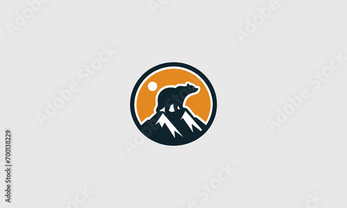 bear on mountain vector logo flat design