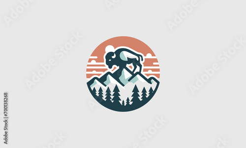 bull on mountain vector logo flat design Free Download bull on mountain vector logo flat design - GFXLoad