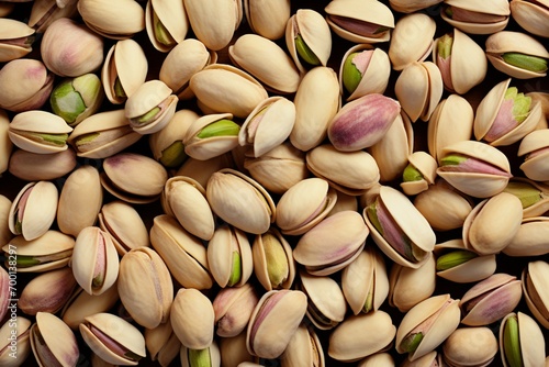 Table charm top view of pistachios creating a delightful background photo