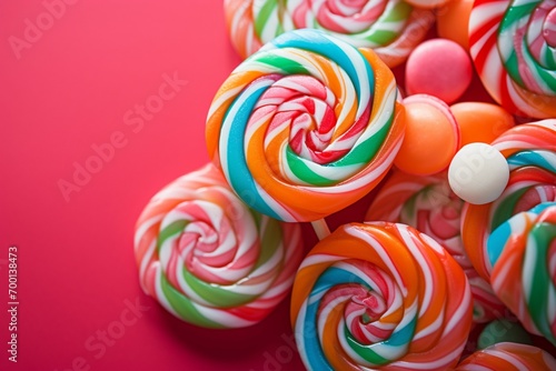 Tabletop sweetness close up of a lollipop candys vibrant colors