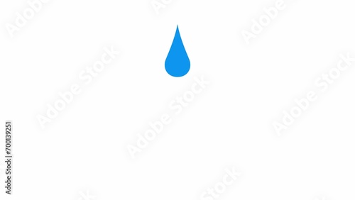 Falling drop of water. Loopable 2d animation video. Motion graphics with alpha channel.