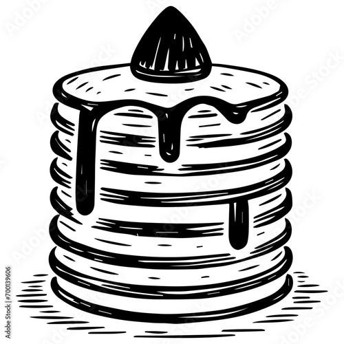 Pancakes ,Food Doodles line , Line art , hand-drawn in the style of doodles line SVG File.