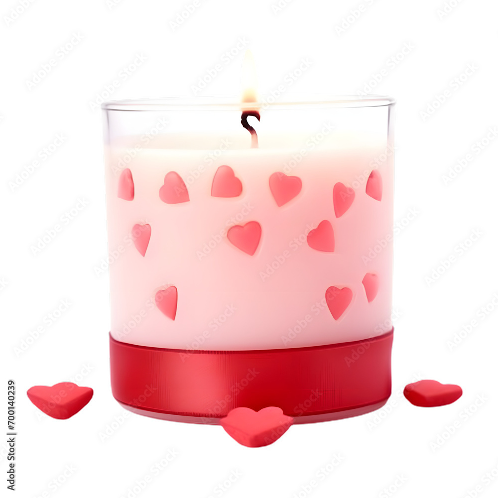 A valentine scented candle isolated on white background