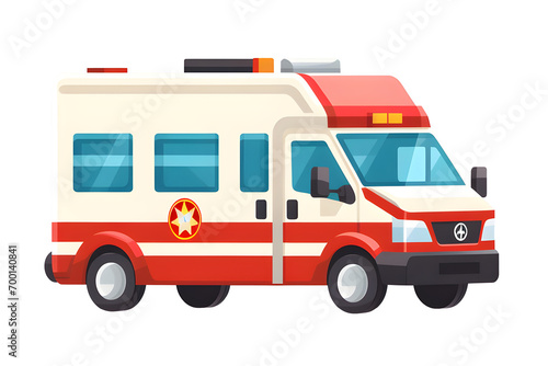 Ambulance  isometric  cartoon  vector  minimalist  flat design  PNG file  isolated background.