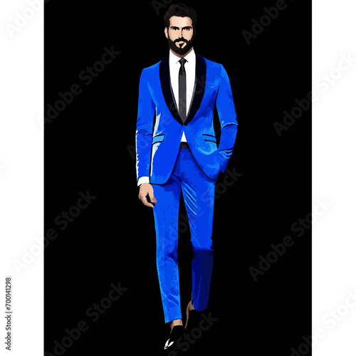 men's blue corduroy suit on isolated background