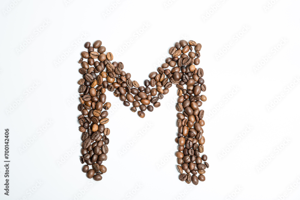 Letter M of coffee beans Letter M of coffee beans