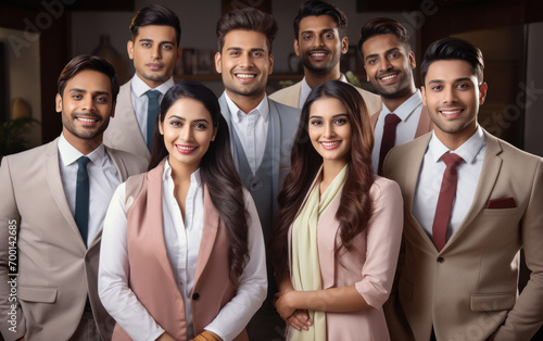 young indian businesspeople team standing confidently