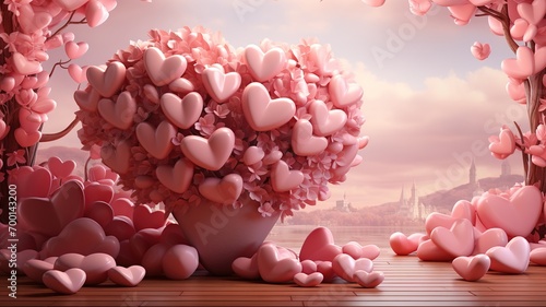valentines day 3d heart ambience background