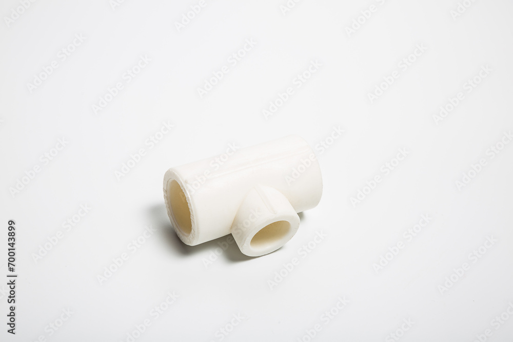 Plastic pipes for water on a white background Plastic pipes for water on a white background