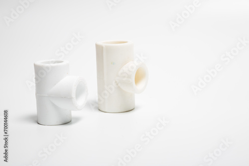 Plastic pipes for water on a white background