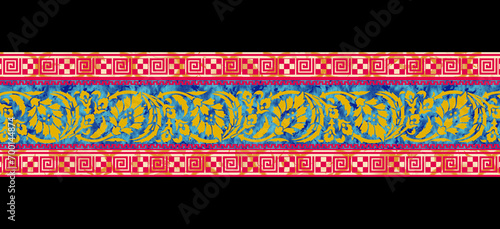 mughal art flower banch ornaments geometricall botanical seamless Ethnic motif allover background pattern photo