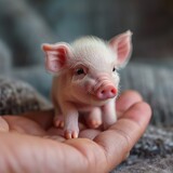 small piglet on a human hand