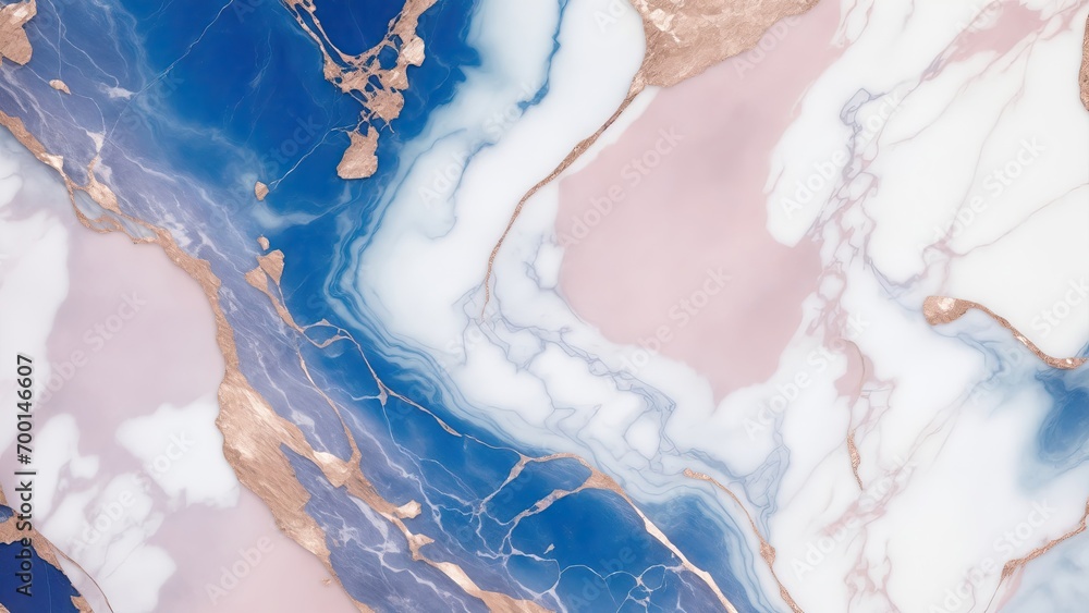Fototapeta premium Blue and Rose Gold Marble Stone Background