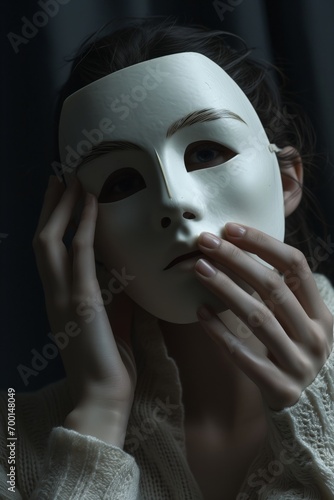 White Mask Concealing Identity: The Hidden Face of Secrecy and Mystery