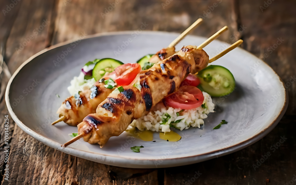 Capture the essence of Souvlaki in a mouthwatering food photography shot Capture the essence of Souvlaki in a mouthwatering food photography shot