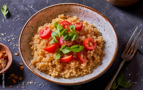 Capture the essence of Cinnamon Couscous in a mouthwatering food photography shot