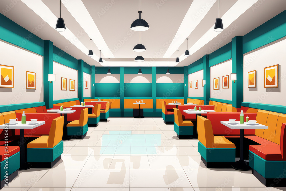 Vector cartoon background Fast-food restaurant, AI generated Vector cartoon background Fast-food restaurant, AI generated