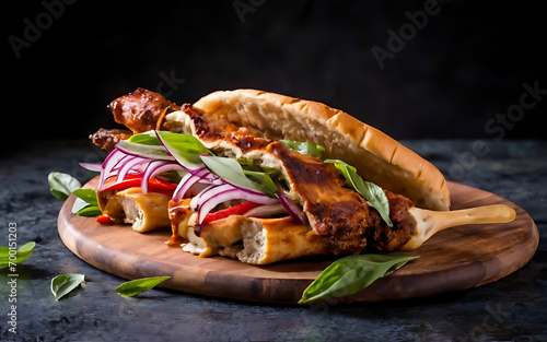 Capture the essence of Doner Kebab in a mouthwatering food photography shot