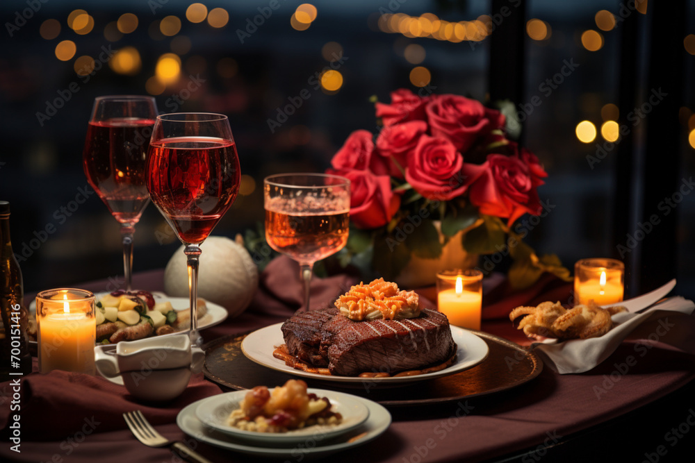Romantic dinner food for couples on Valentine's Day