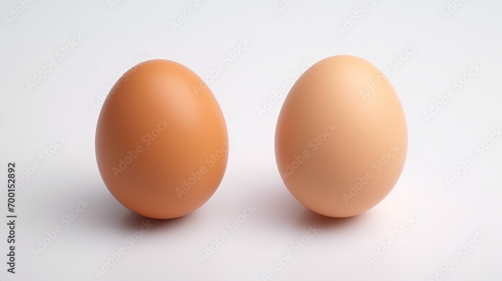 Two Eggs on White Background. Protein, Ranch Farm, Healthy Food
