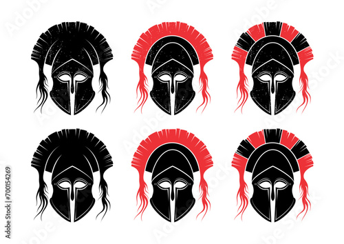Variations of an ancient Spartan helmet stamp design photo