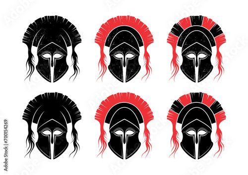 Variations of an ancient Spartan helmet stamp design