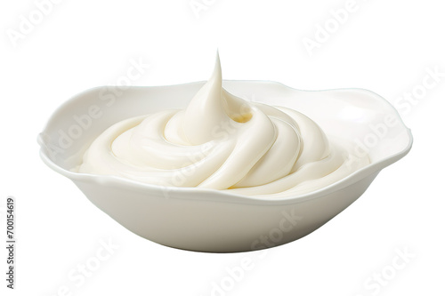 Delicious, nutritious and healthy fresh plain yogurt isolated on a Transparent background. Generative AI