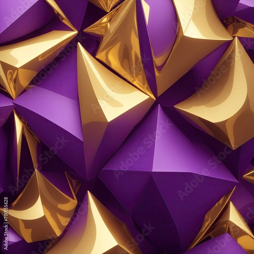 Purple and gold 3d triangles background