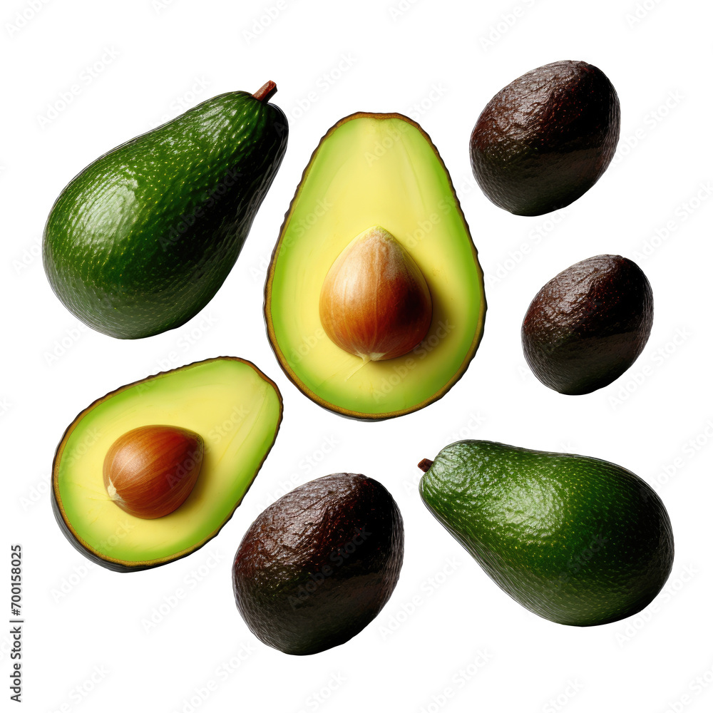 Set Avocado on white background Set Avocado on white background