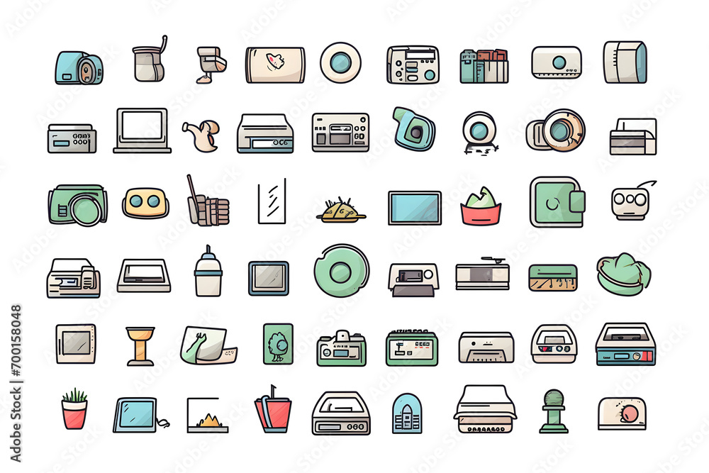 household appliances icons kitchen tool thin line icon set on generative AI household appliances icons kitchen tool thin line icon set on generative AI