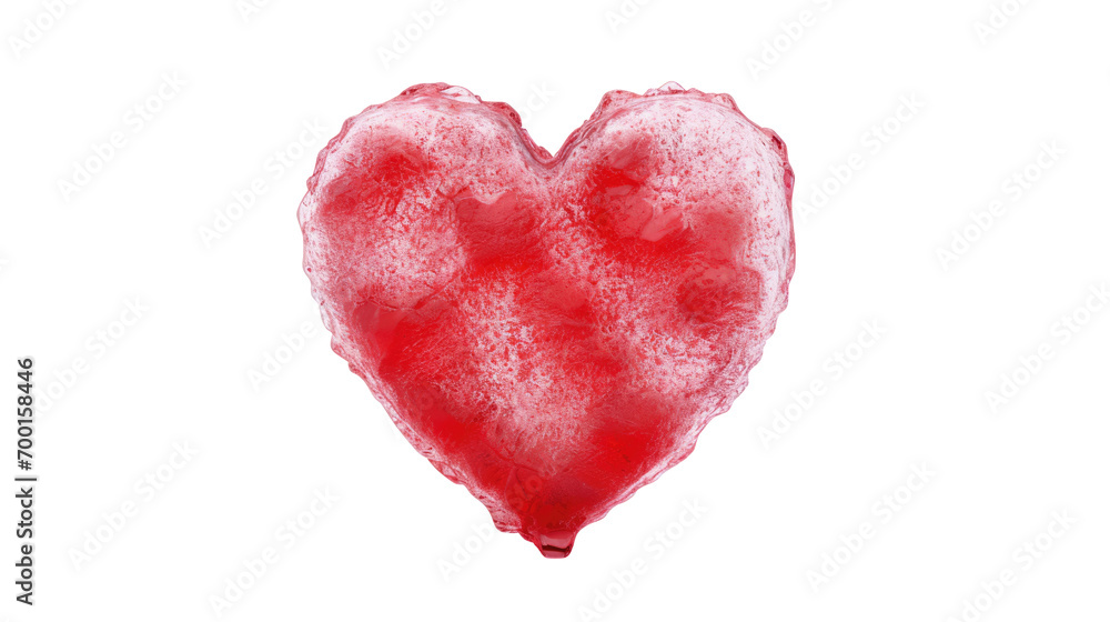 red frozen 3d heart isolated on white background