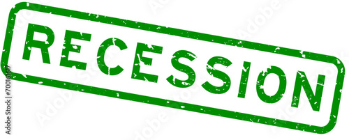 Grunge green recession word square rubber seal stamp on white background