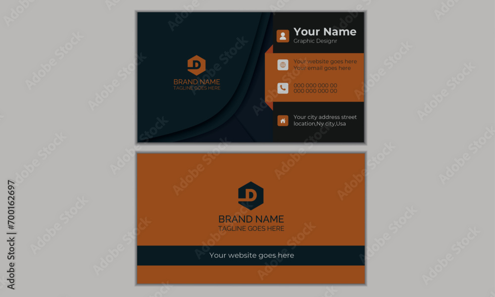 Fototapeta premium Minimal Individual Business Card Layout, Luxury dark gradient background,Futuristic business card design,horizontal simple clean template vector design,Vector illustration print.